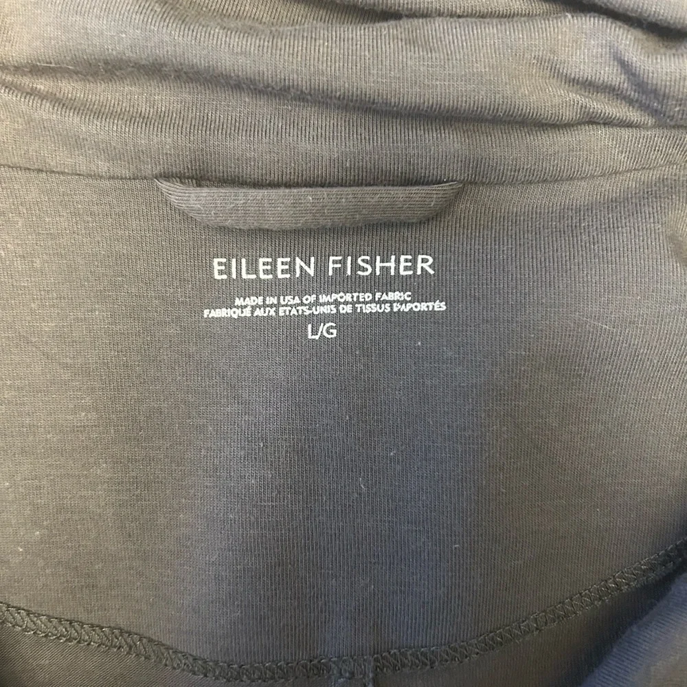 EILEEN FISHER Jacket L Organic Cotton Jersey Longline Hoodie Full Zip‎ Gray USA